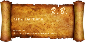 Rikk Barbara névjegykártya